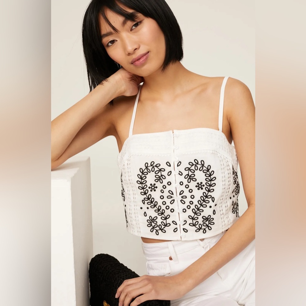 White Embroidered Crop Top Marissa Webb x RTR size 12